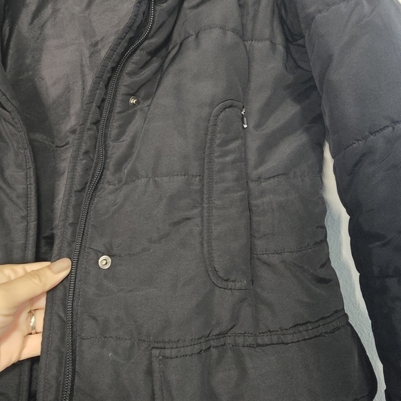 Max Mara Black Puffer Long Hooded Coat Faux fur hood winter Neutral - Picture 9 of 14